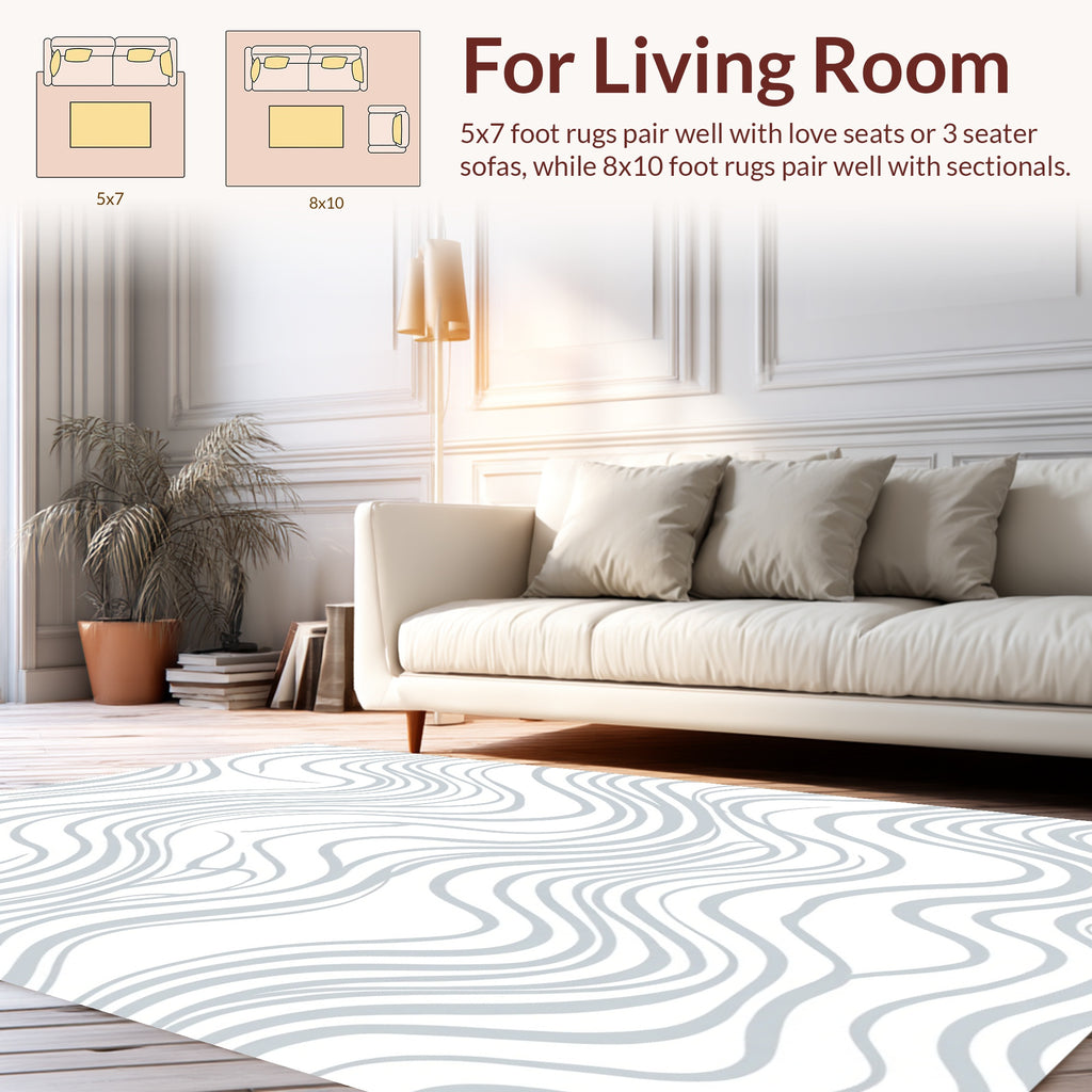 Grey Abstract Flow Line Pattern Rug