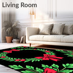 Red Green Holly Berry Wreath Bows Rug