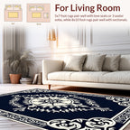 Elegant Dark Floral Motif Rug
