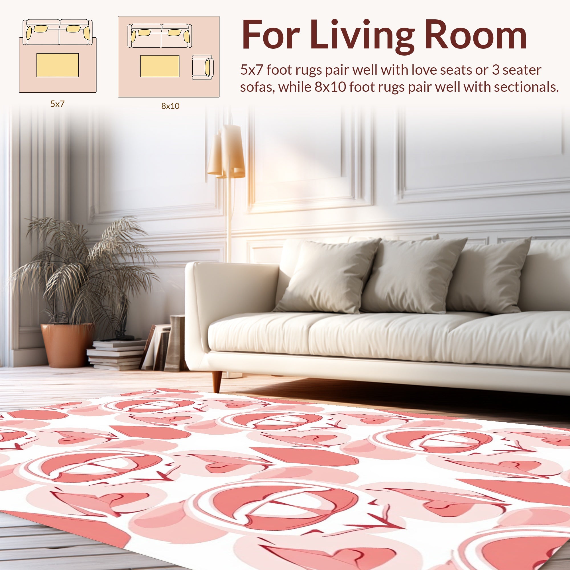 Mid-Century Abstract Coral Pattern Rug