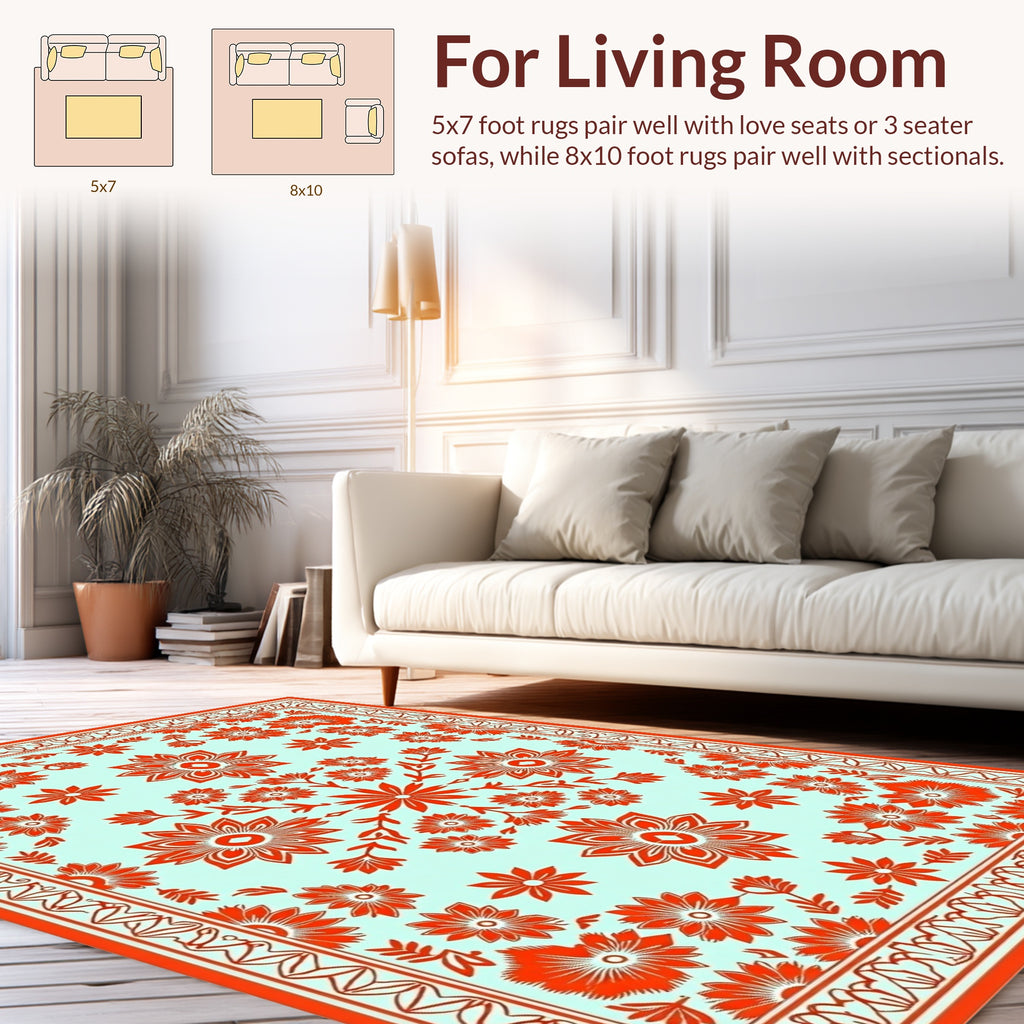 Ornate Floral Symmetry Design Rug