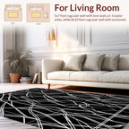 Abstract White Line Art Pattern Rug