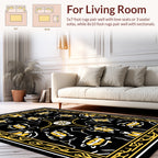 Black White Yellow Turtle Pattern Rug