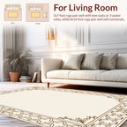 Elegant Brown Geometric Floral Borders Rug