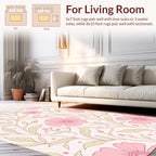 Pink Floral Vines Pattern Rug