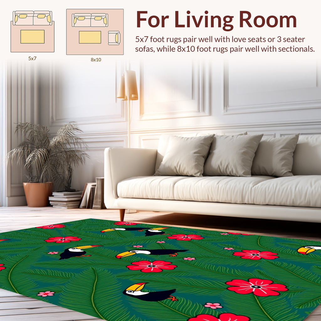 Tropical Toucan Bloom Pattern Rug
