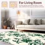 Ornate Green Damask Pattern Rug