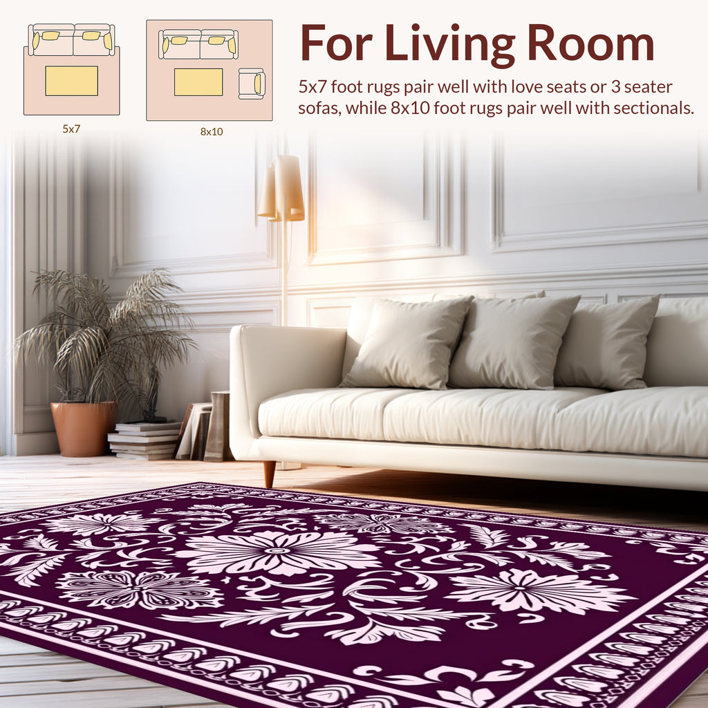 Ornate Floral Vineyard Pattern Rug