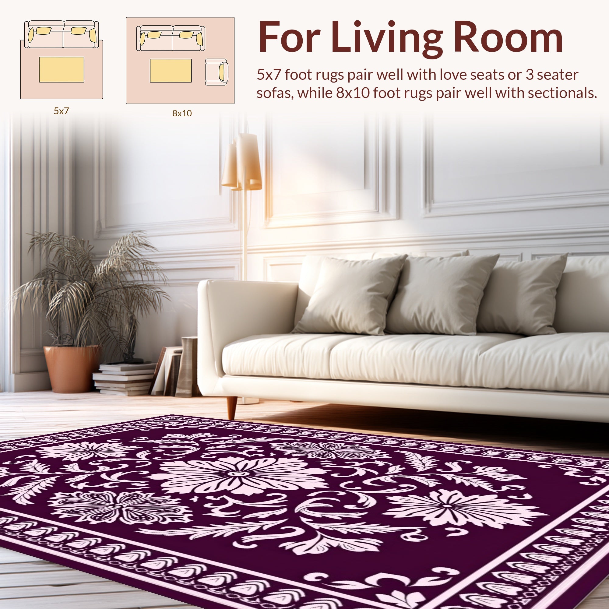 Ornate Floral Vineyard Pattern Rug
