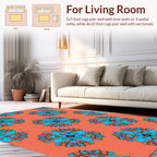 Coral Blue Mandala Pattern Rug