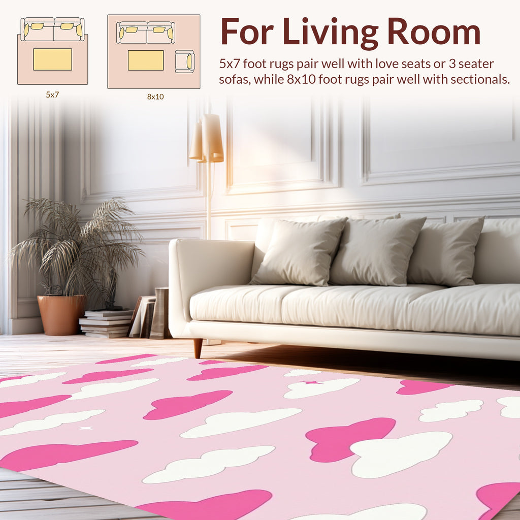 Pink White Cloud Pattern Design Rug