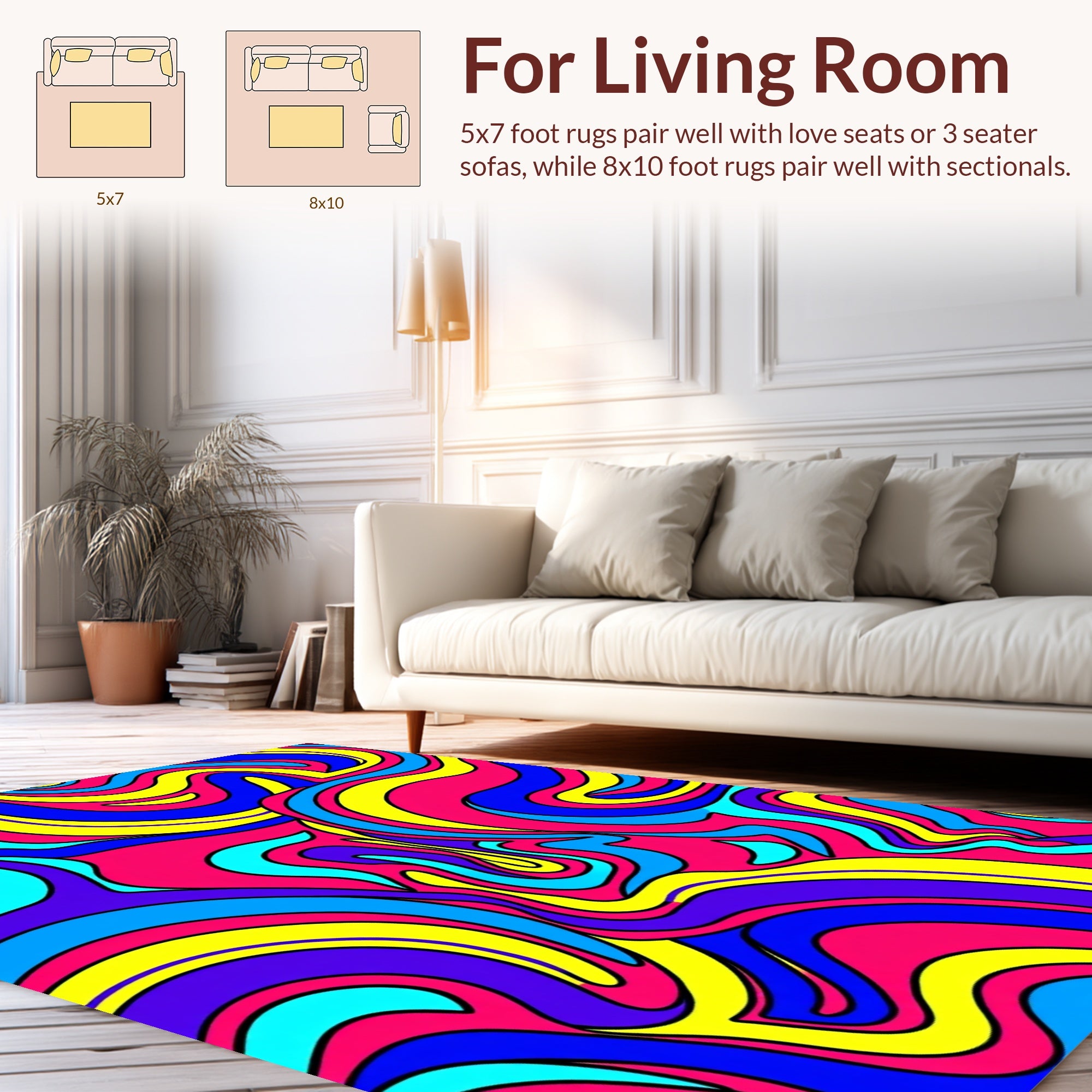 Vivid Swirls In Bright Colors Pattern Rug