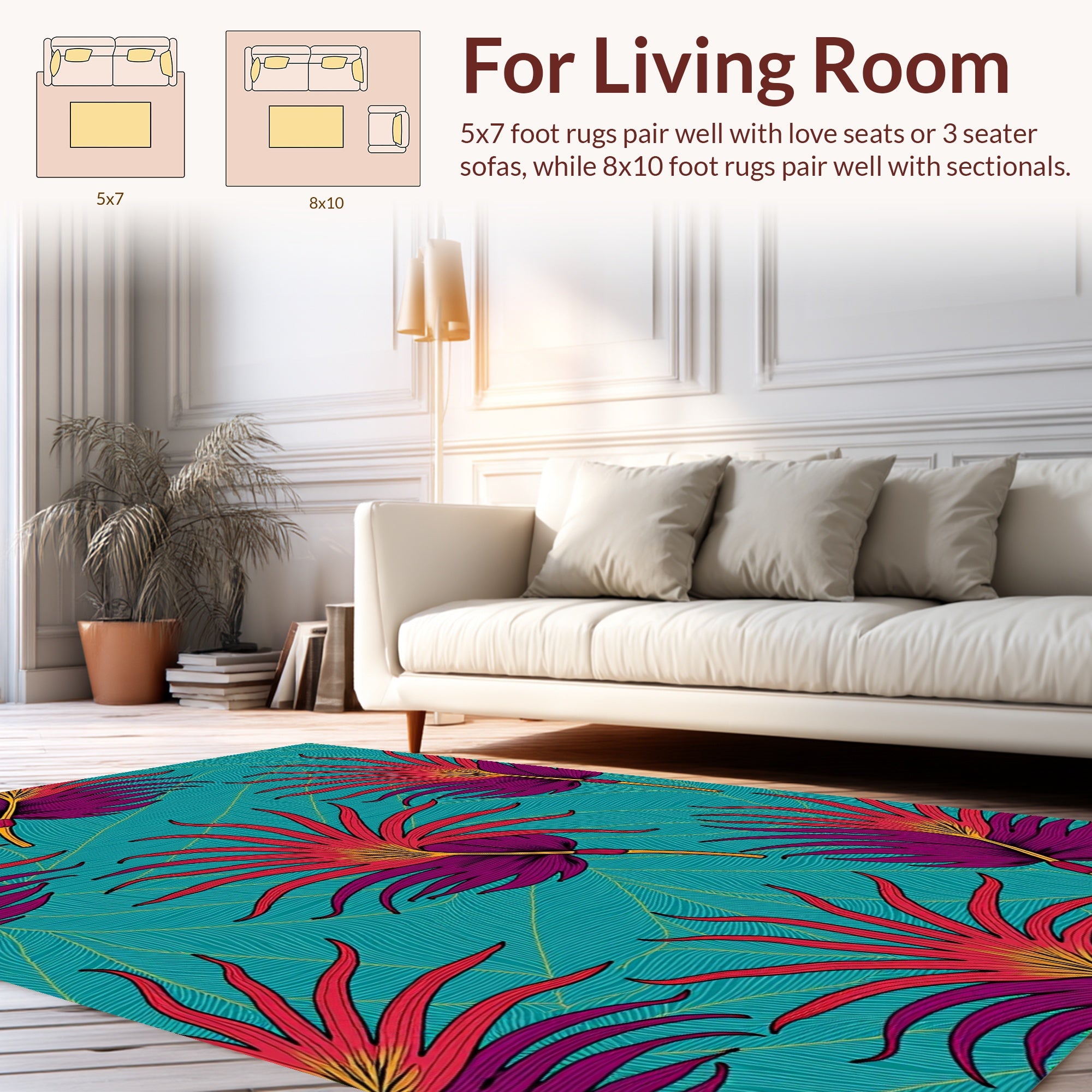 Exotic Palm Leaf Tropical Pattern Rug