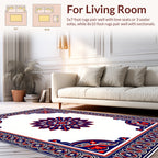 Bold Red Blue Ornamental Floral Rug