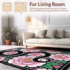 Bold Floral Swirl Pink Black Rug