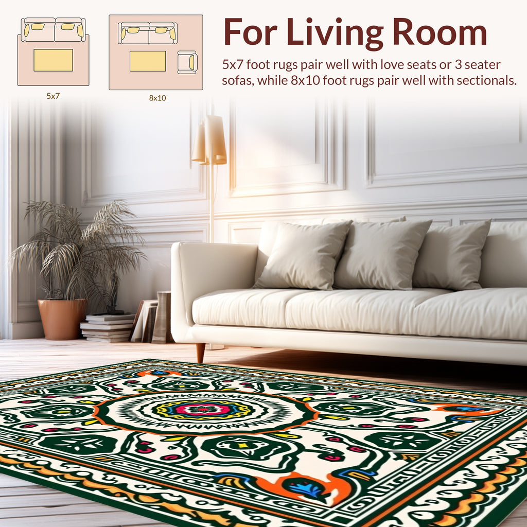 Colorful Intricate Floral Mandala Pattern Rug