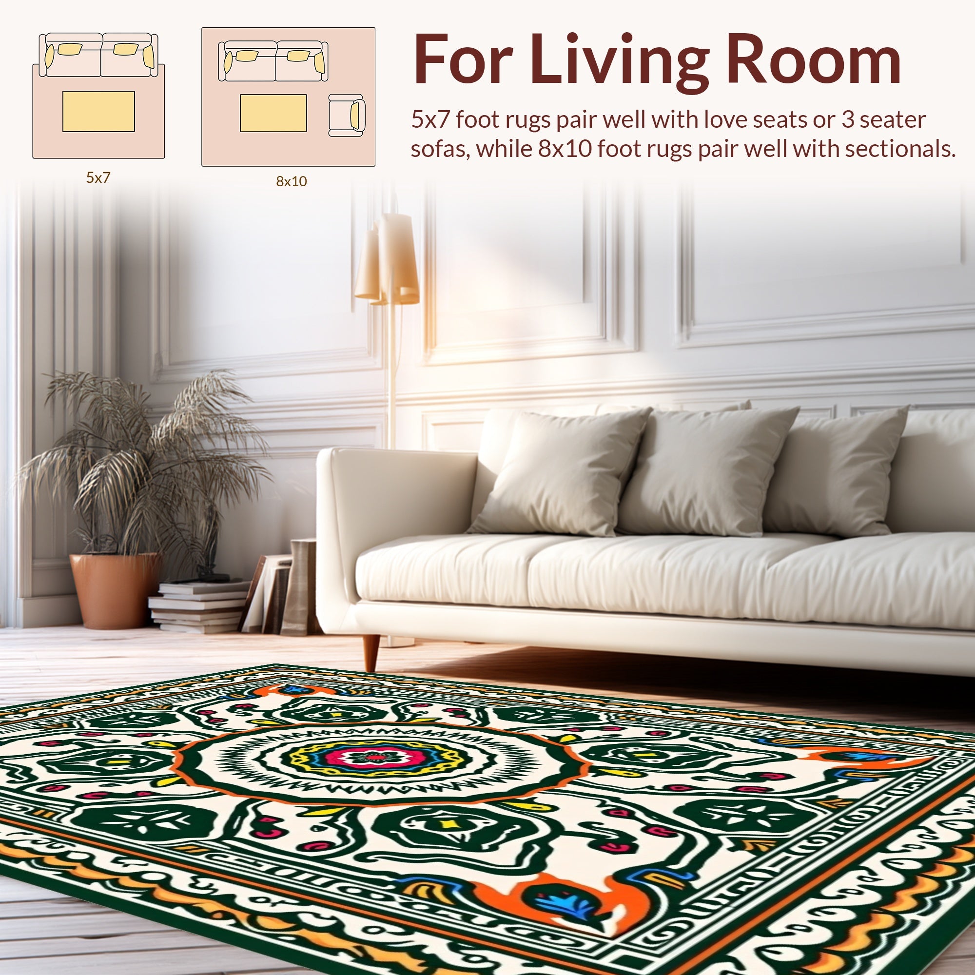 Colorful Intricate Floral Mandala Pattern Rug