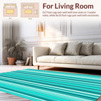 Aqua And White Vertical Stripe Rug