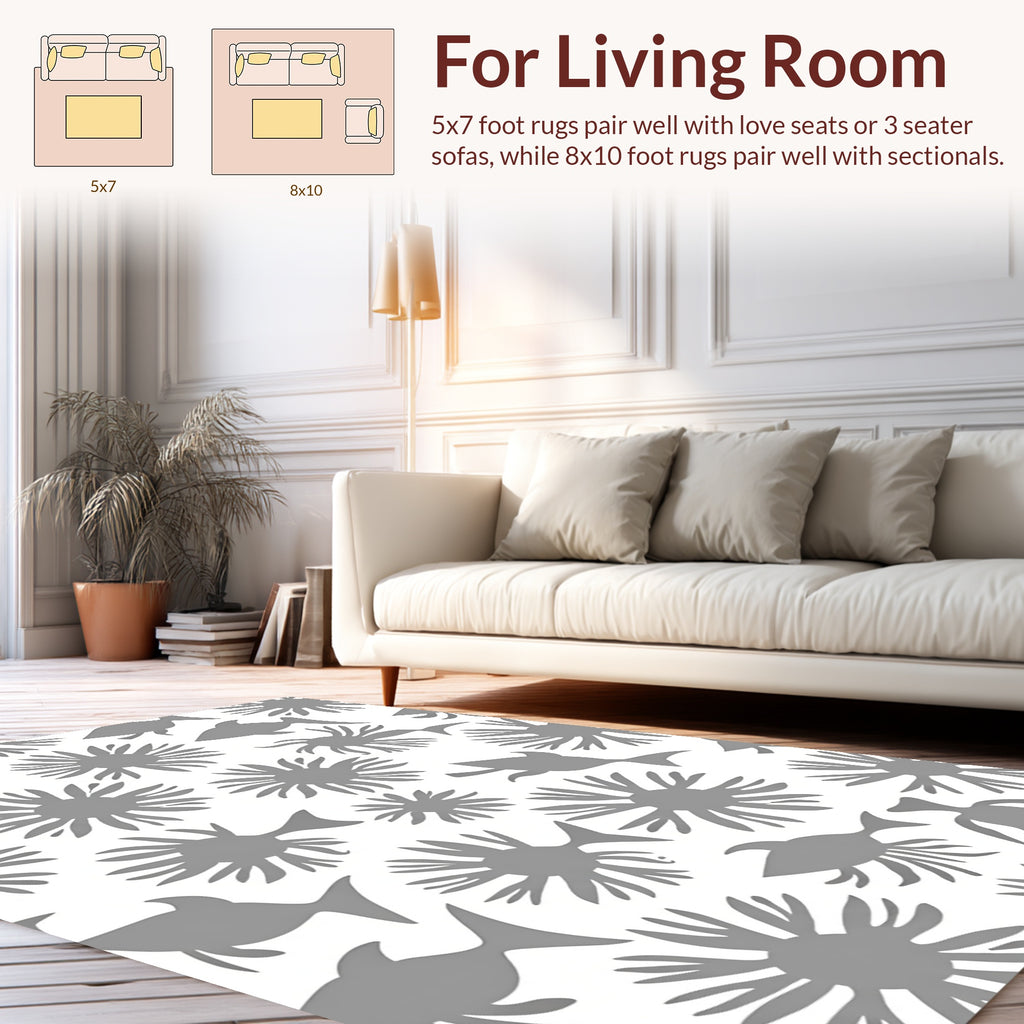 Marine Life Floral Pattern Design Rug