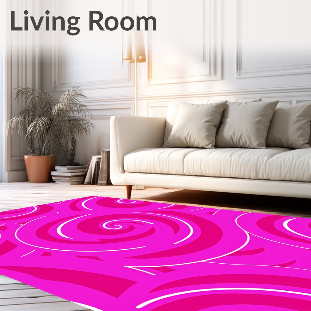 Vibrant Pink Swirl Pattern Rug