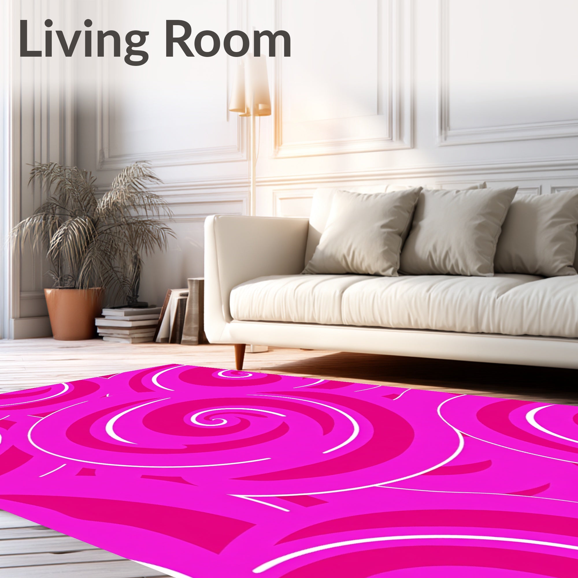 Vibrant Pink Swirl Pattern Rug