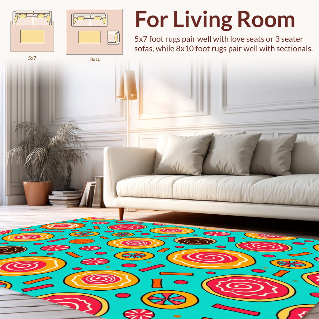 Whimsical Candy Swirl Pattern Design Rug