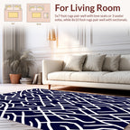 Intricate Abstract White Line Pattern Rug