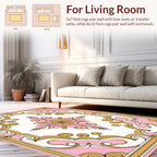 Elegant Pink and Gold Floral Scroll Rug