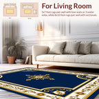 Ornate Blue and Gold Floral Medallion Rug