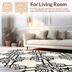 Classic Black White Scrolling Damask Pattern Rug