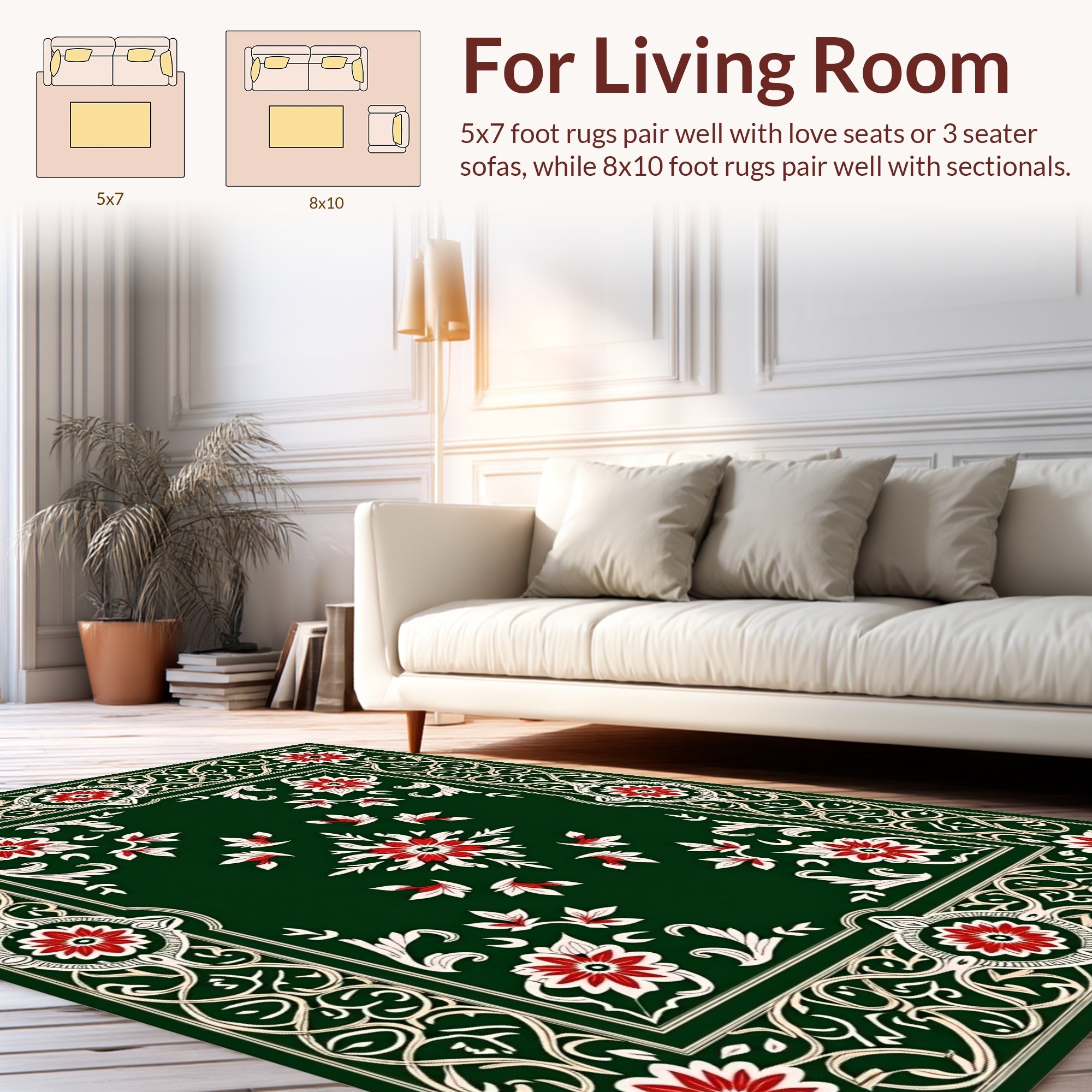 Ornate Floral Border Design Rug