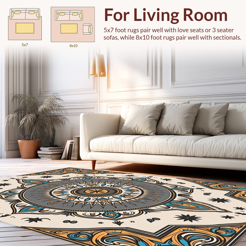 Mandala Tribal Sunburst Medallion Rug
