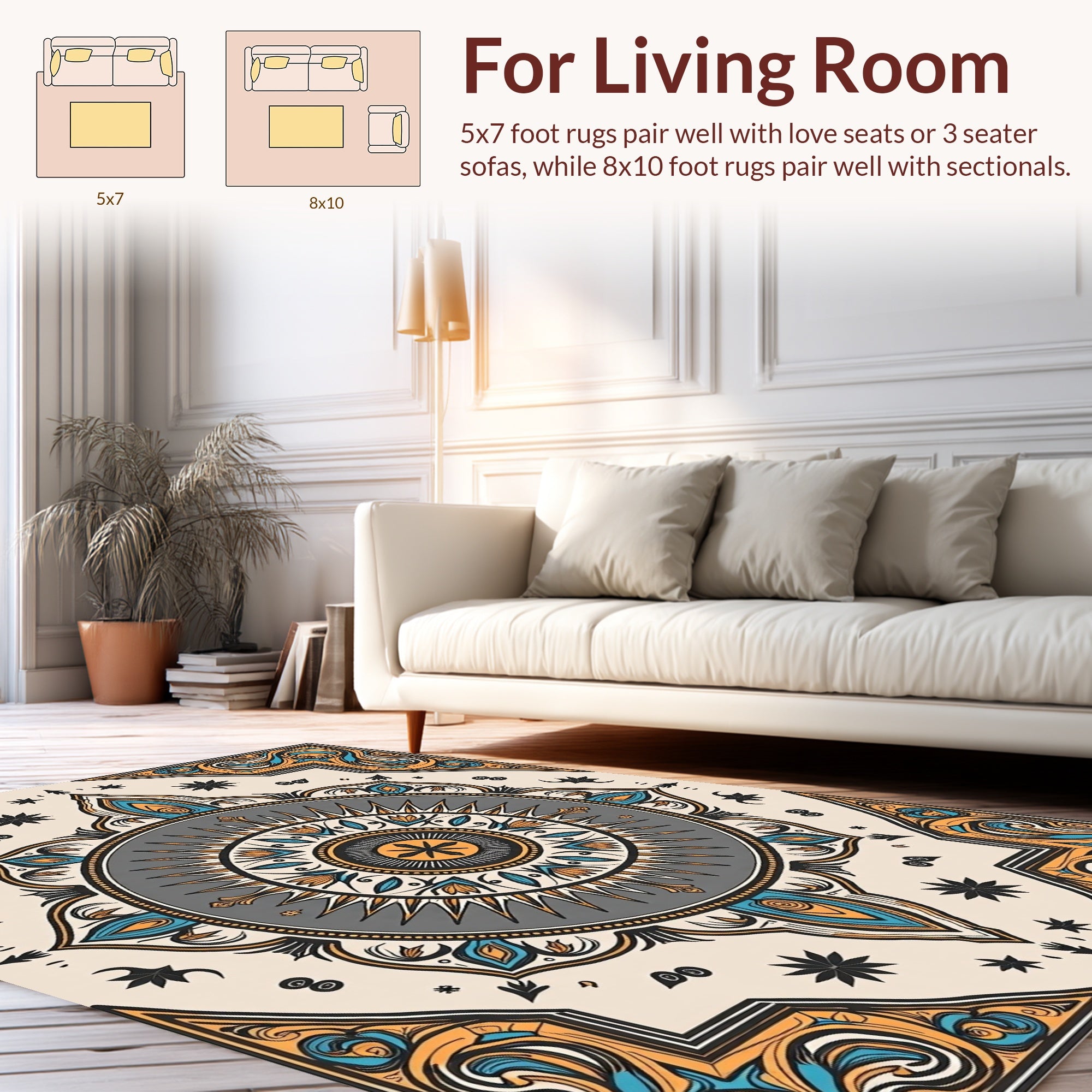 Mandala Tribal Sunburst Medallion Rug