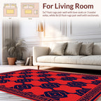 Bold Red Blue Geometric Pattern Rug