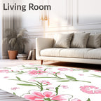 Pink Blooming Branch Watercolor Rug