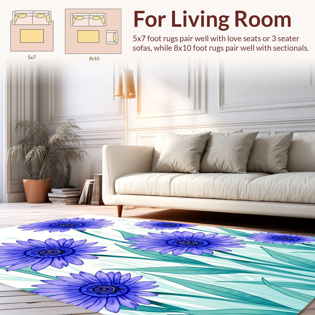 Purple Floral Botanical Garden Design Rug