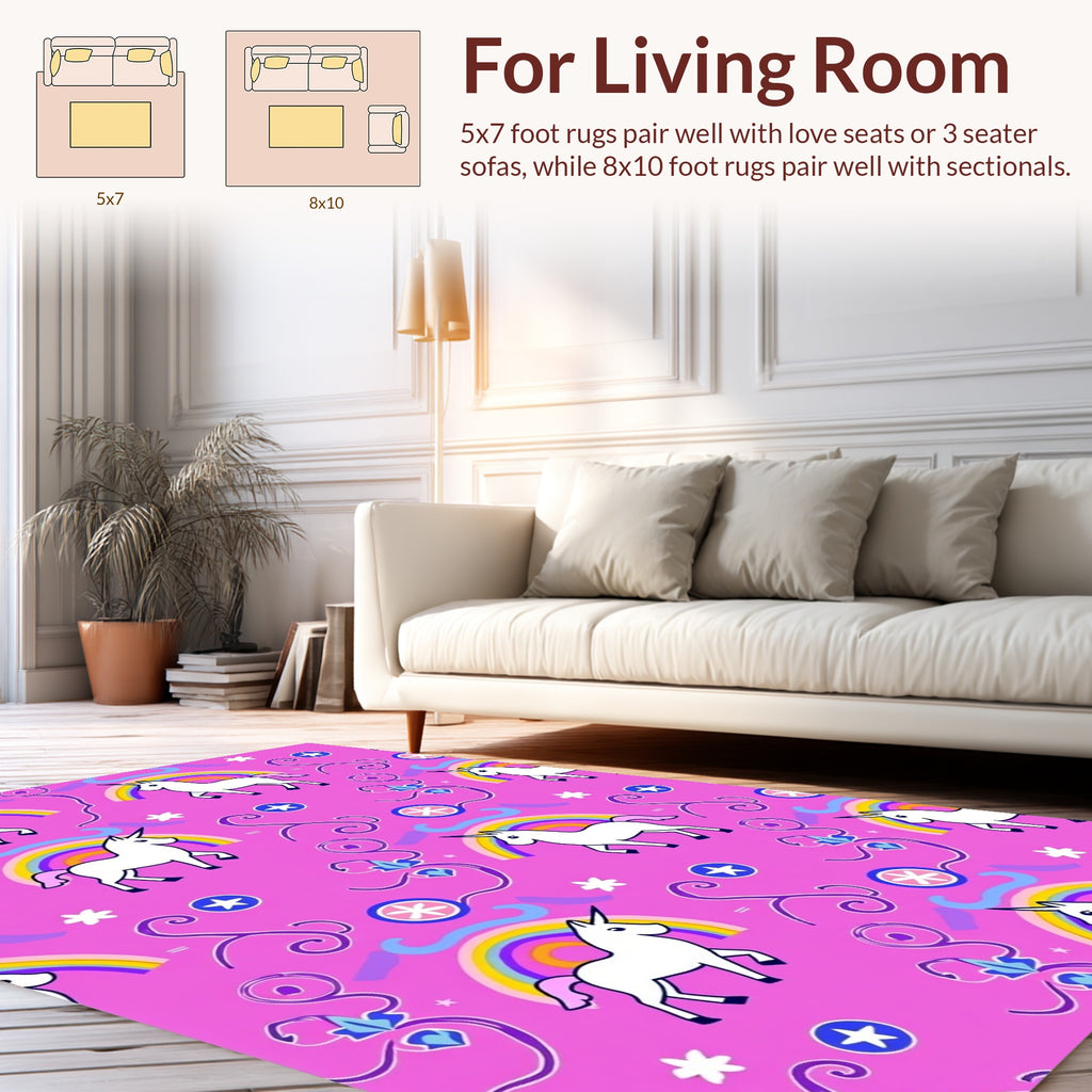 Whimsical Unicorn Rainbow Pattern Design Rug