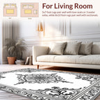Ornate Floral Bordered Rococo Design Rug