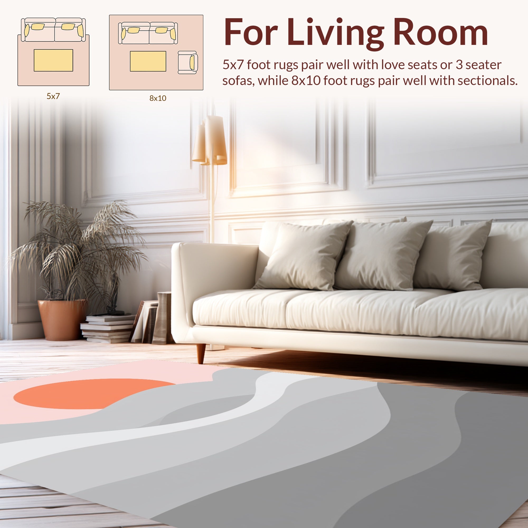 Minimalist Sunrise Wave Pattern Rug