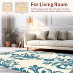 Classic Blue Floral Damask Pattern Rug