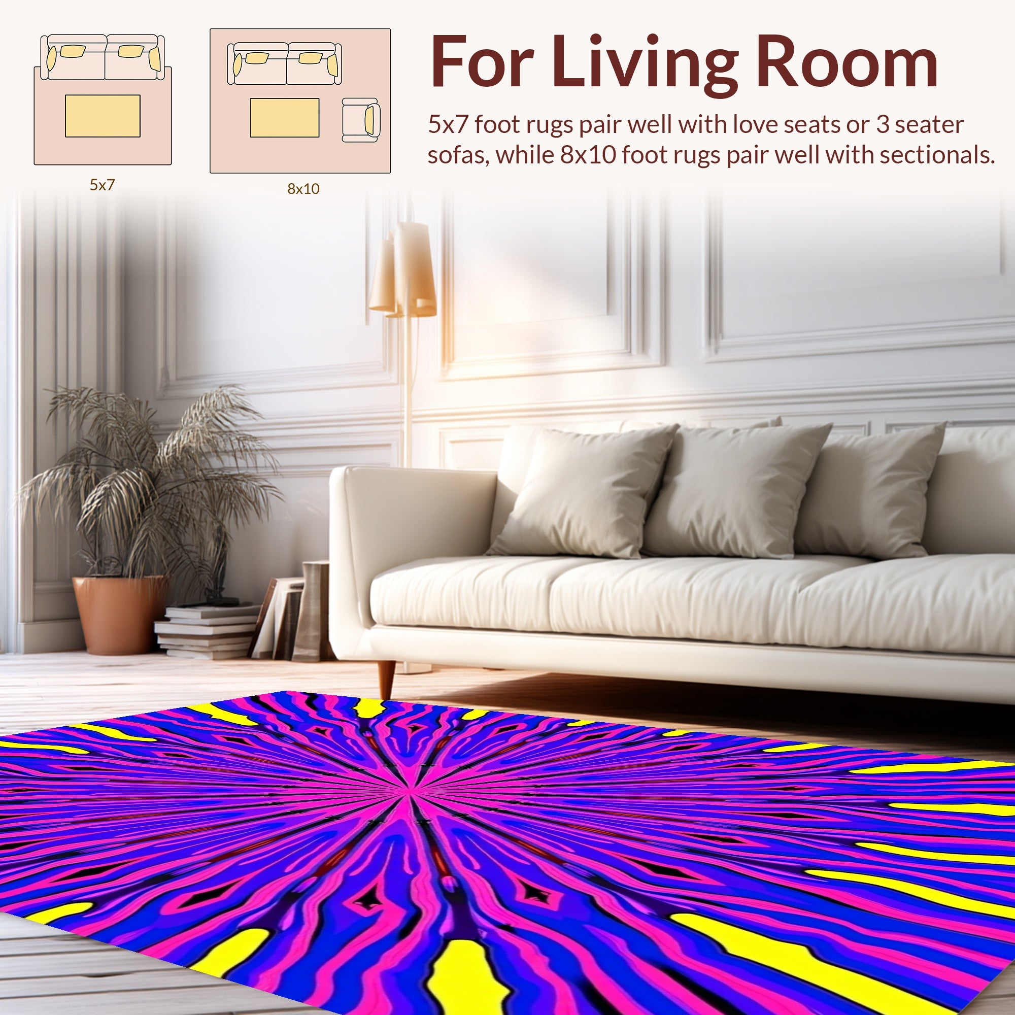 Vibrant Psychedelic Radiant Pattern Rug