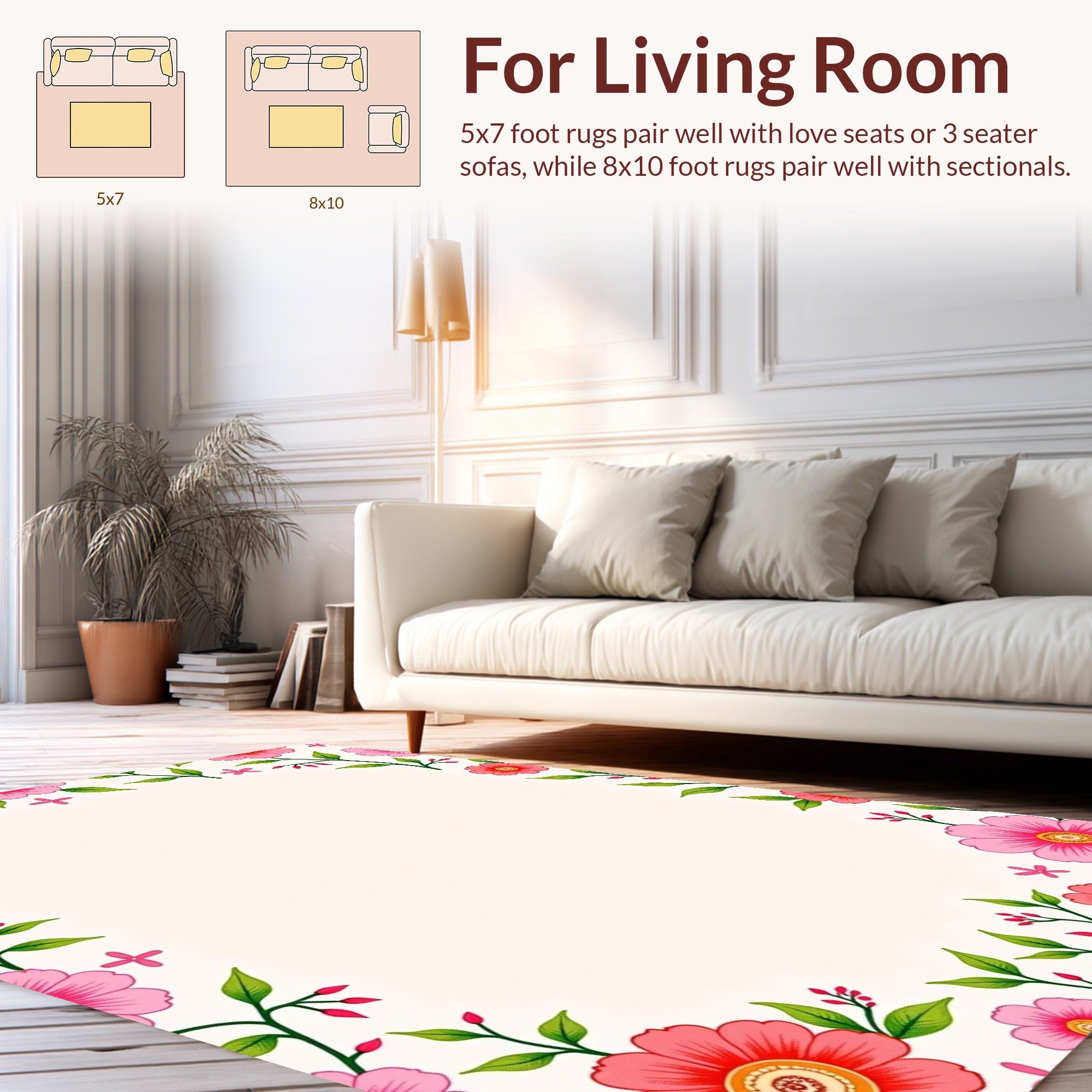 Floral Border Charm Rug