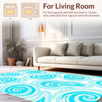 Swirling Blue Cream Abstract Pattern Rug