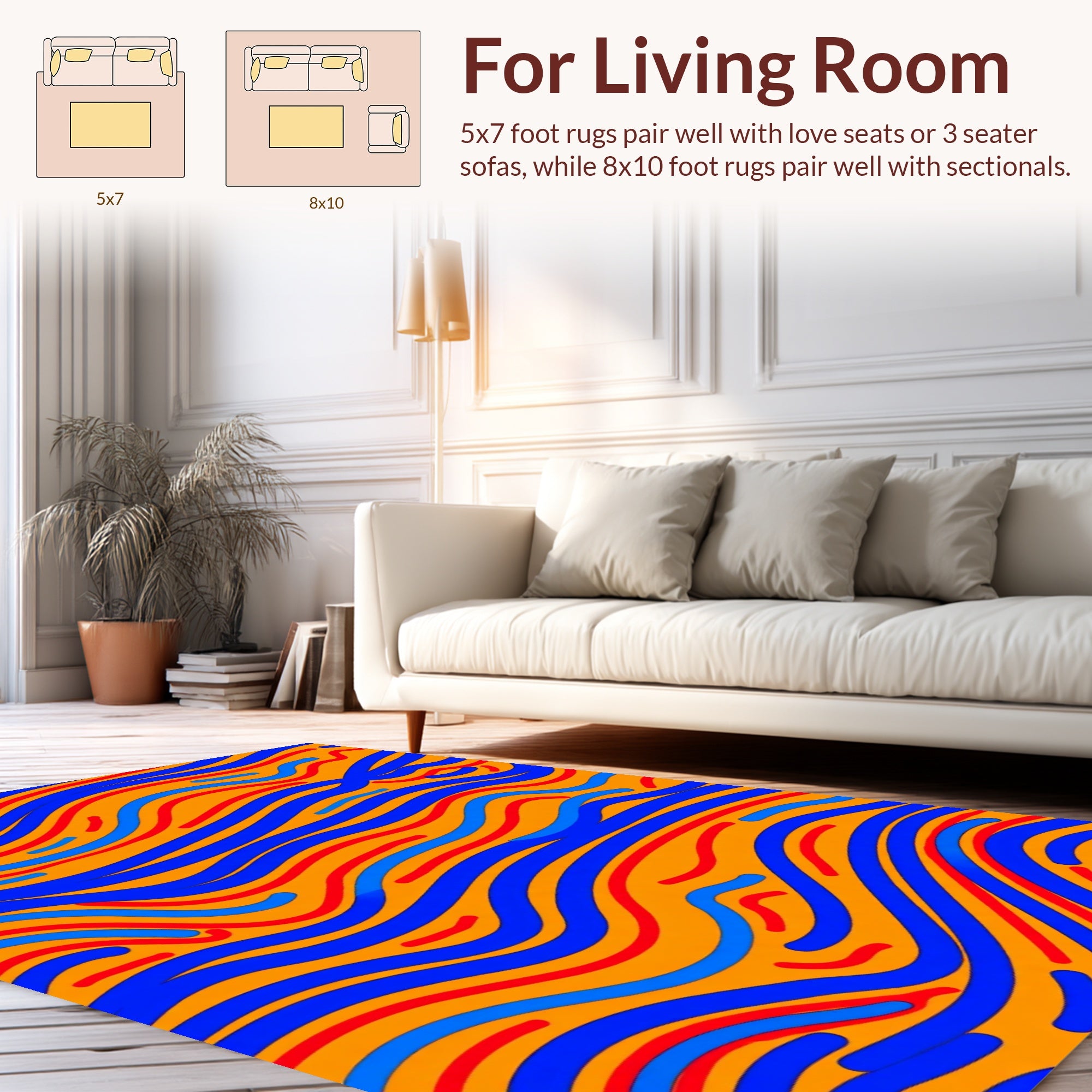 Vibrant Wavy Stripe Pattern Rug