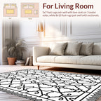 Intricate Black Lattice Ornamental Design Rug
