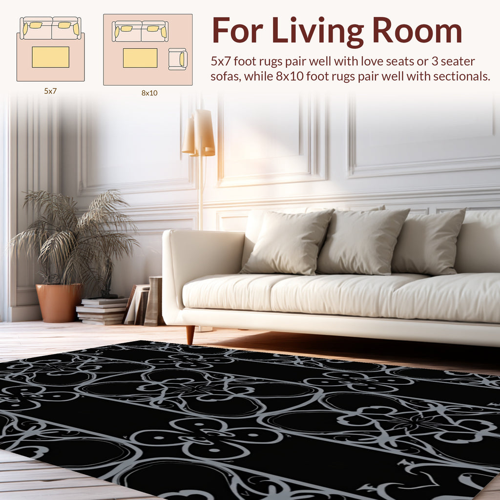 Ornate Scrollwork Symmetry Design Rug