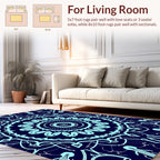 Intricate Teal Mandala Pattern Rug