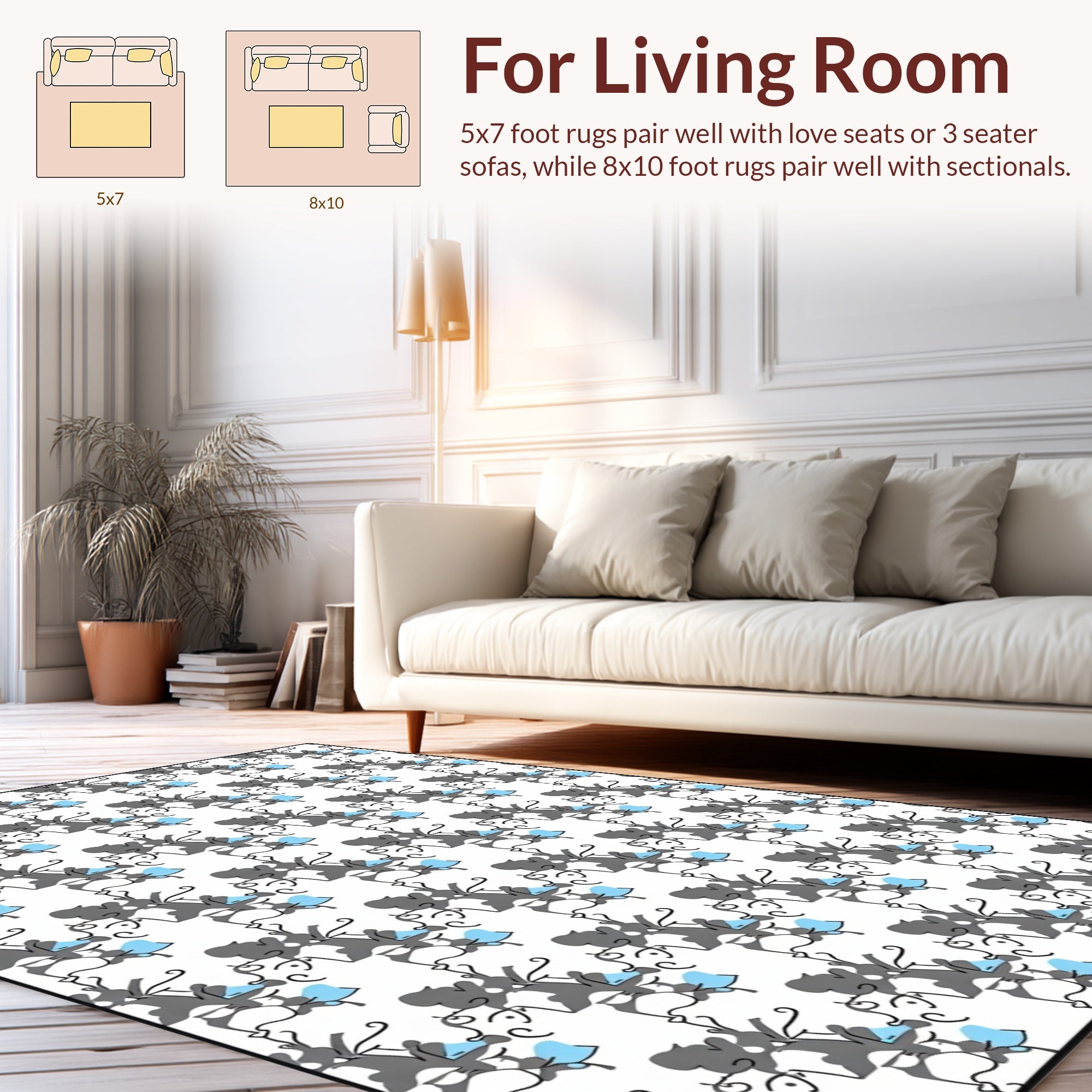 Abstract Gray Blue Swirl Pattern Rug