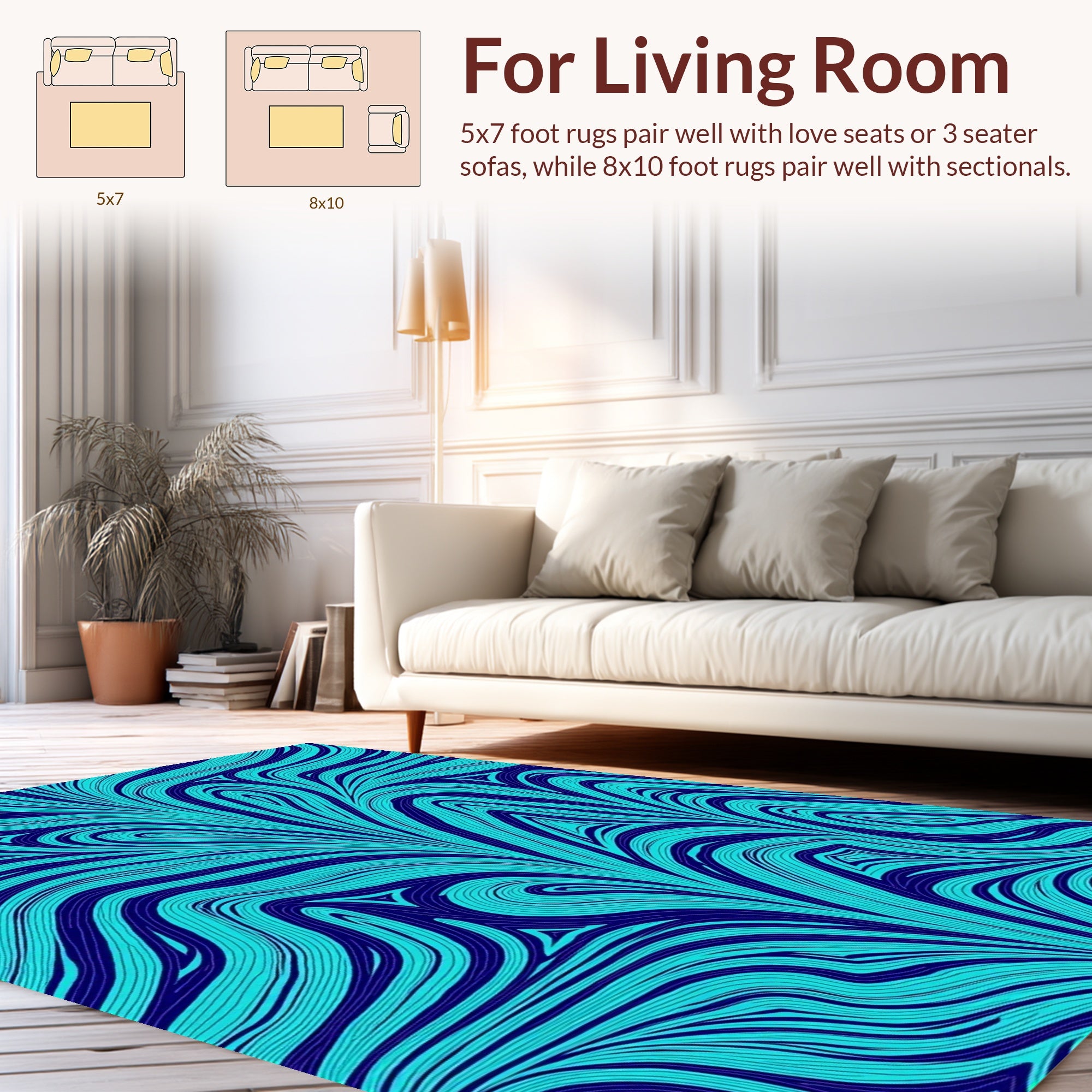 Abstract Swirl Line Pattern Rug