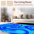 Abstract Blue Swirl Marble Pattern Rug